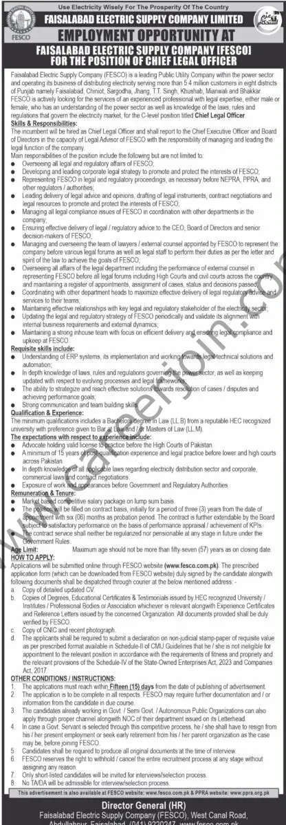 Faisalabad Electric Supply Co FESCO Jobs 31 December 2024 Express Tribune 12