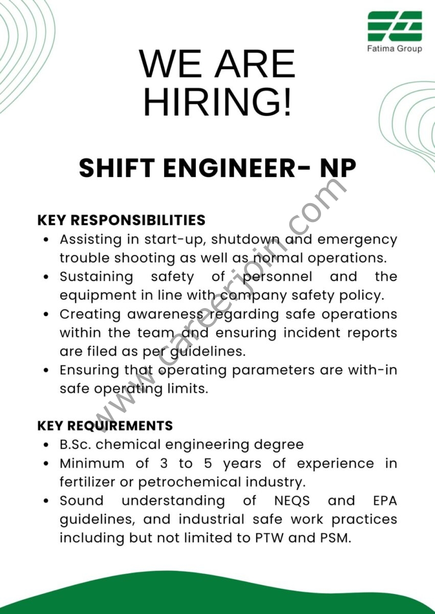 Fatima Group Jobs Shift Engineer NP  1