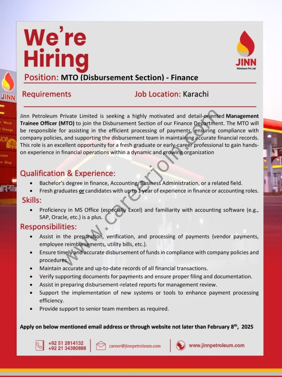 JINN Petroleum Jobs MTO Finance 1