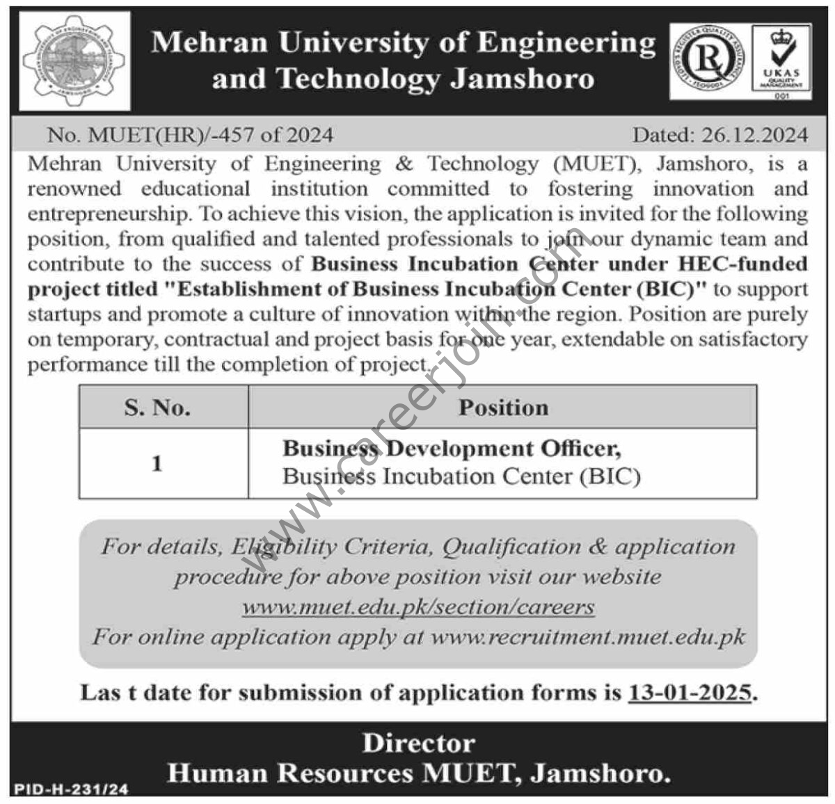 Mehran University of Engineering & Technology Jamshoro Jobs 31 December 2024 Dawn 1