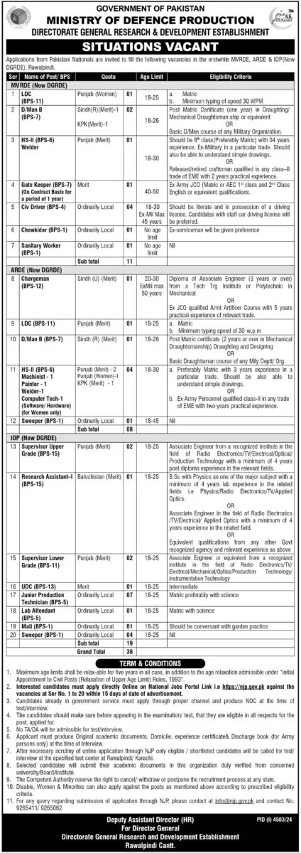 Ministry of Defence Production Jobs 05 January 2025 Express Tribune 1