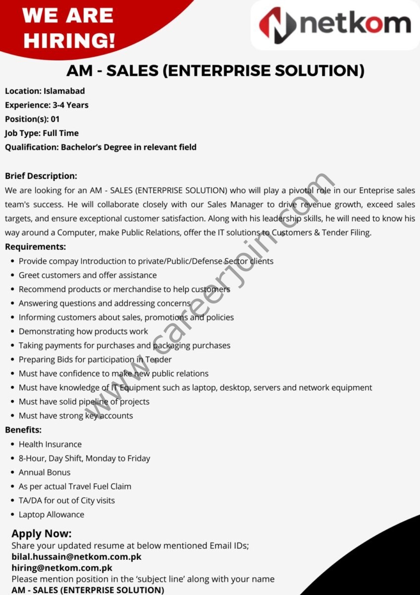 Netkom Technologies Pvt Ltd Jobs Assistant Manager Sales 1