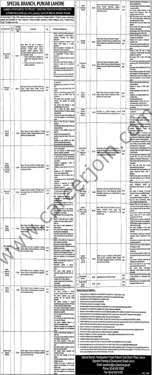 Special Branch Punjab Jobs 15 January 2025 Express Tribune 1