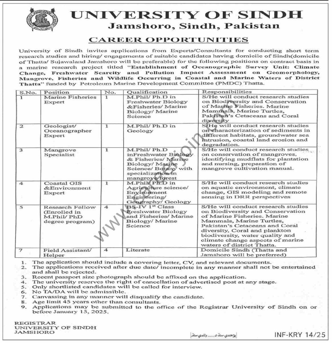 University Of Sindh Jobs 02 January 2025 Dawn 1