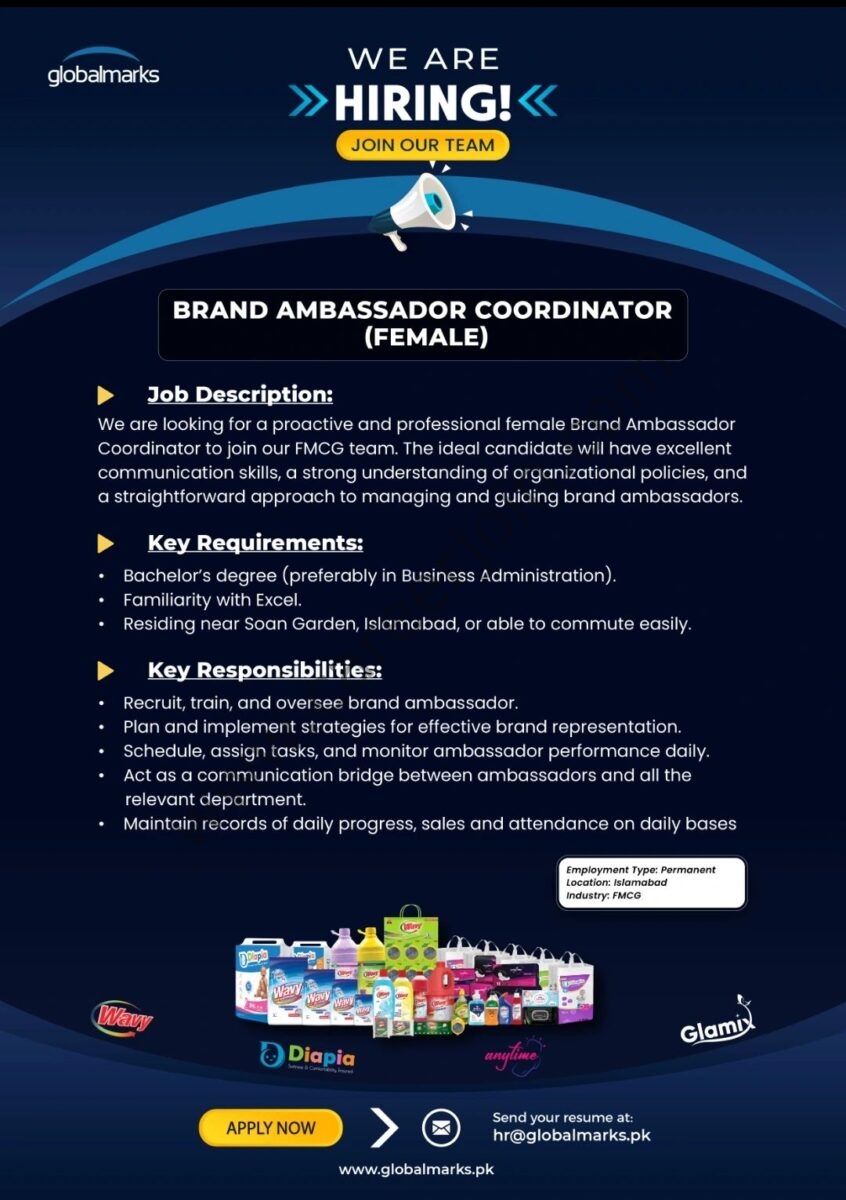 Global Marks Pvt Ltd Jobs Brand Ambassador Coordinator 1