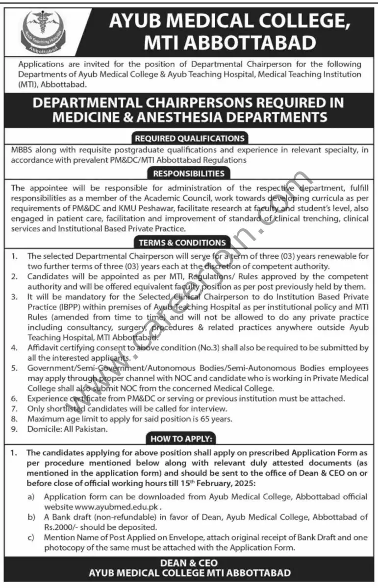 Ayub Medical College Abbottabad Jobs 01 February 2025 Dawn 01 1