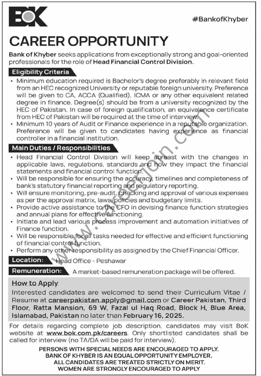 Bank of Khyber BOK Jobs 02 February 2025 Dawn 1