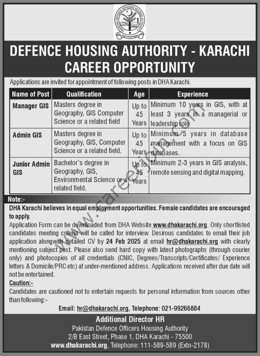 Defence Housing Authority DHA Karachi Jobs 13 February 2025 Express 1