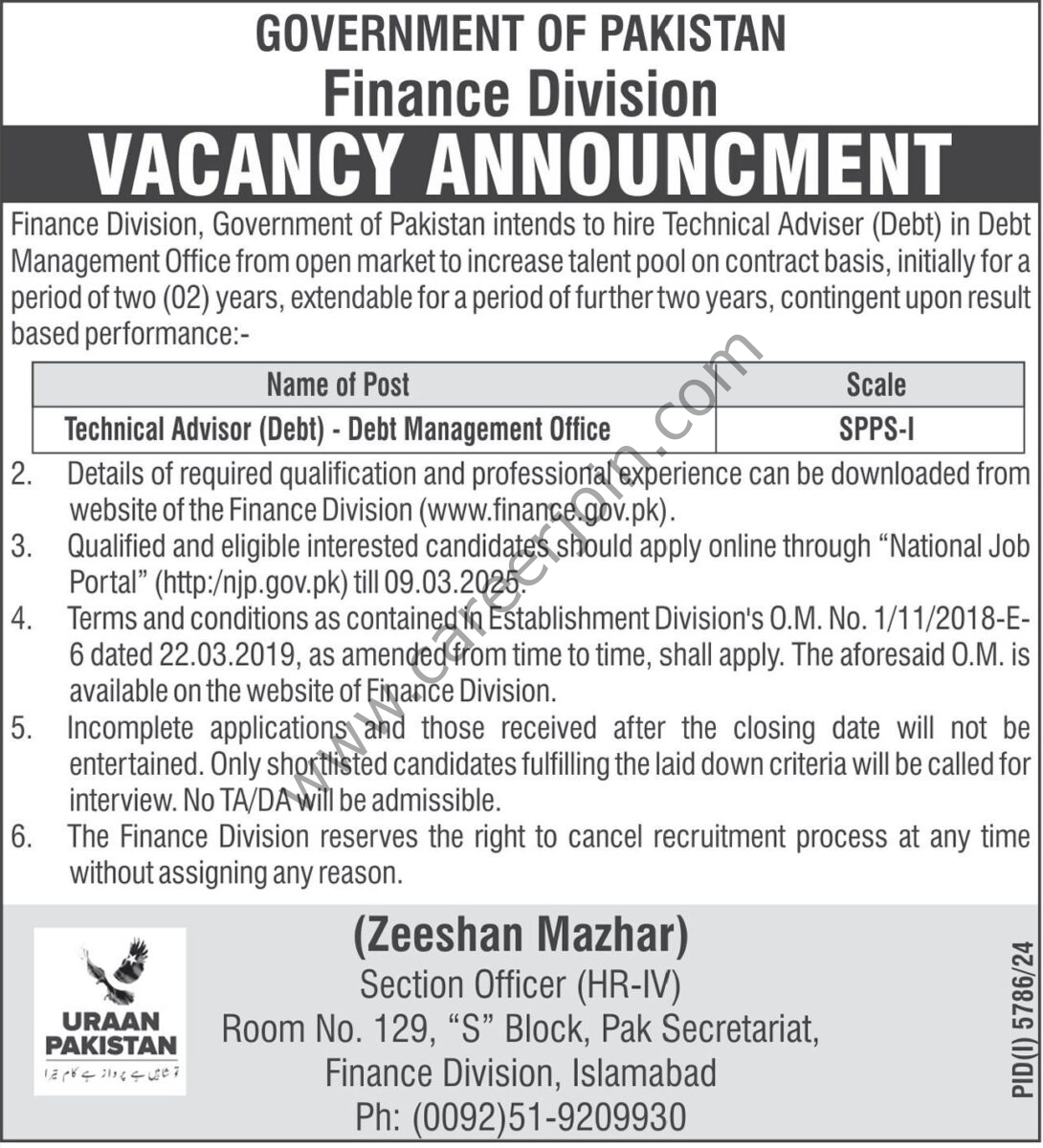 Finance Division Govt of Pakistan Jobs 23 February 2025 Express Tribune 1