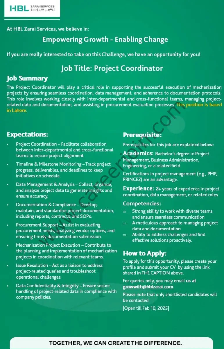 HBL Zarai Services Limited Jobs February 2025 1