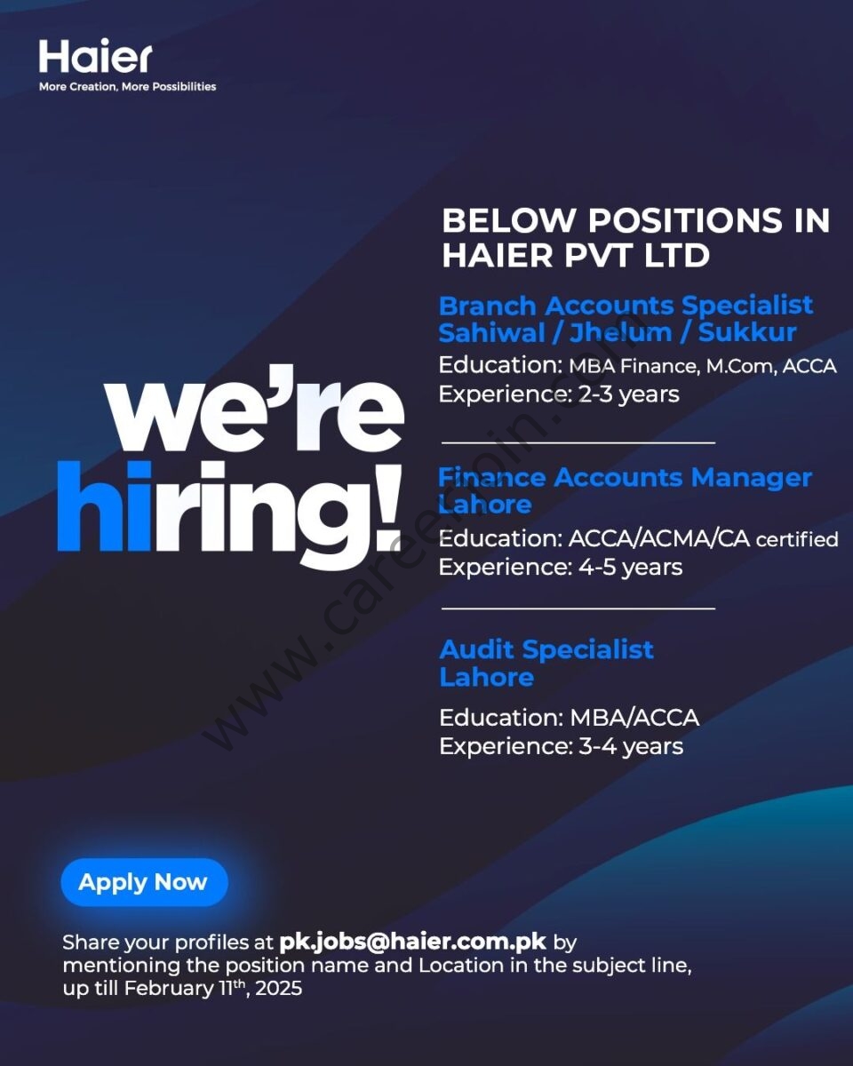 Haier Pakistan Jobs February 2025 1