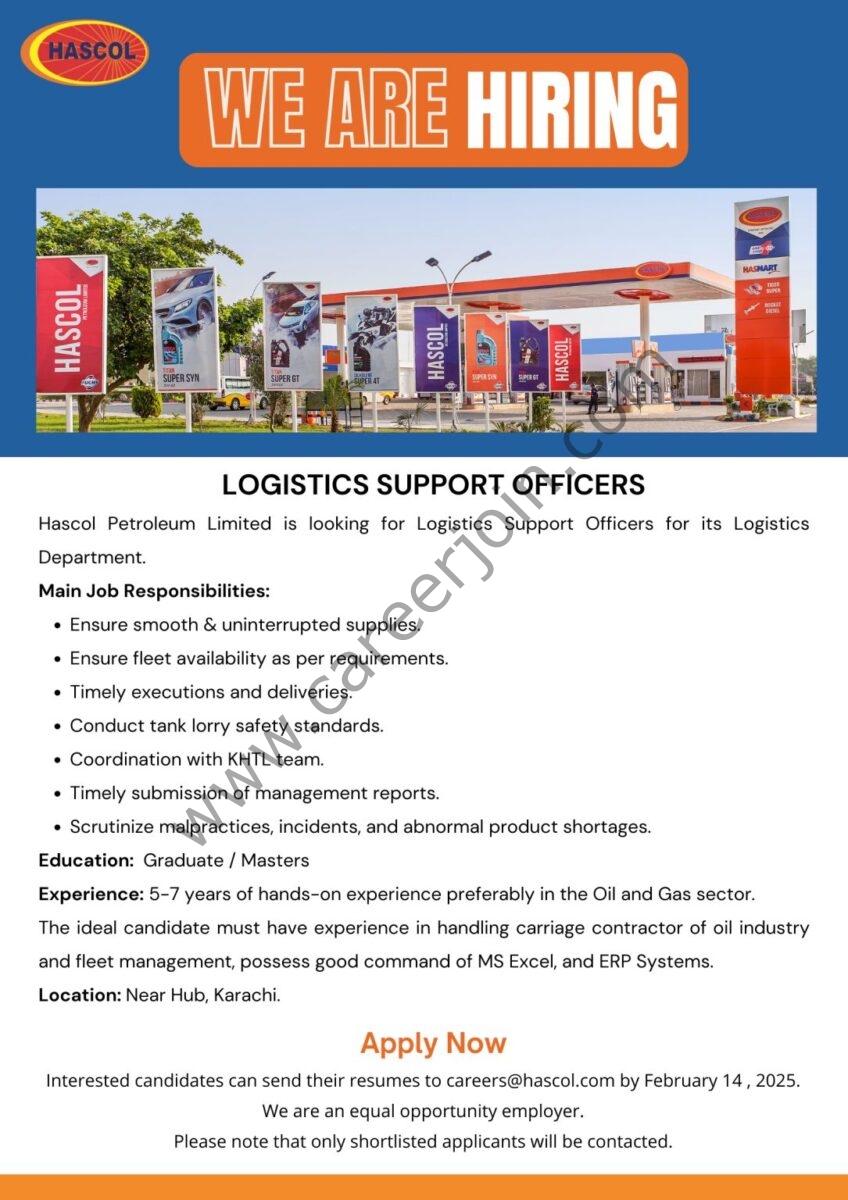 Hascol Petroleum Limited Jobs Logistics Support Officers 1