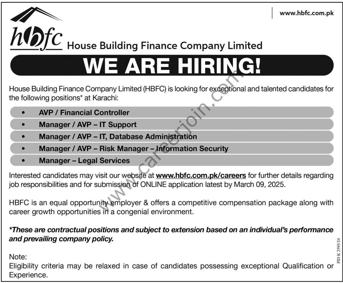 House Building Finance Co Ltd HBFC Jobs 23 February 2025 Express Tribune 1