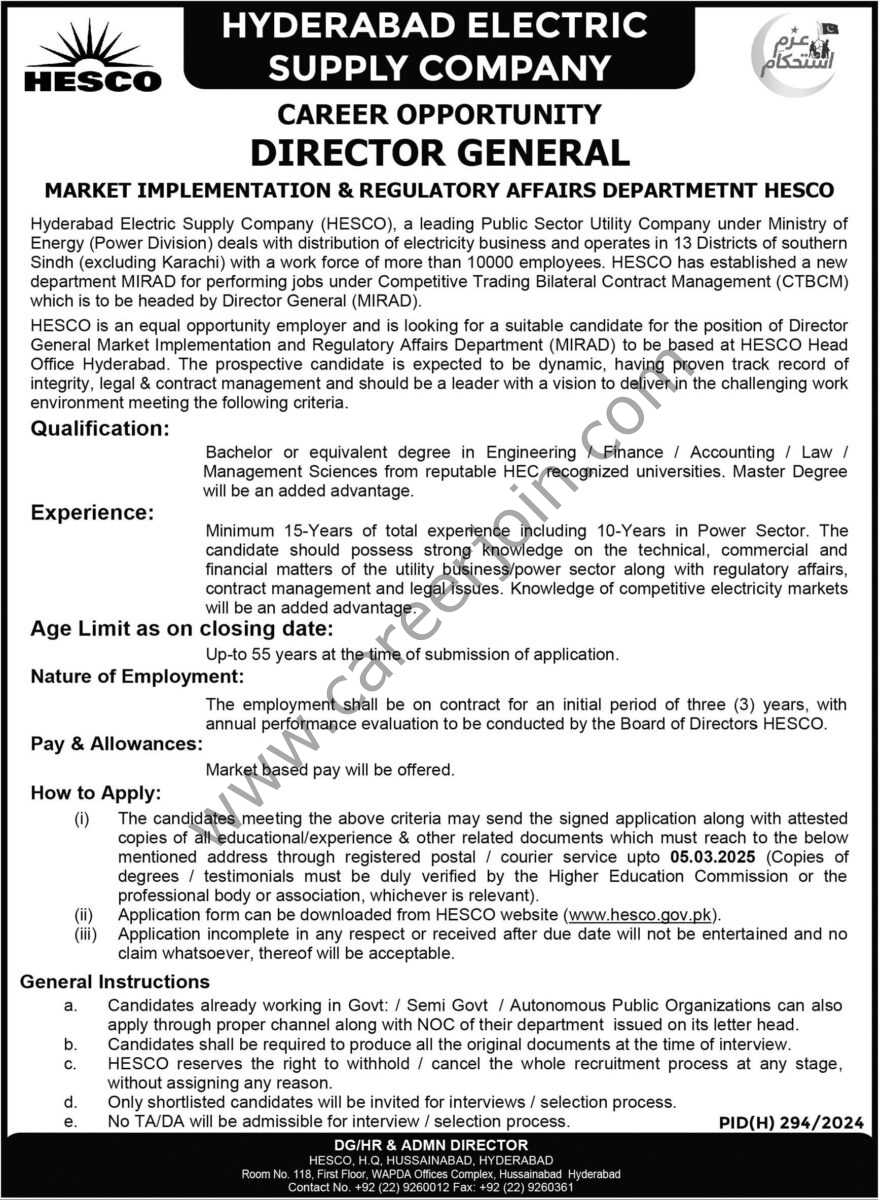 Hyderabad Electric Supply Co HESCO Jobs 16 February 2025 Express Tribune 1