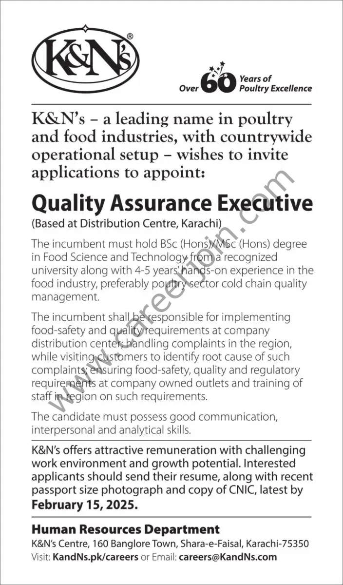 K&N's Pakistan Jobs Quality Assurance Executive 1