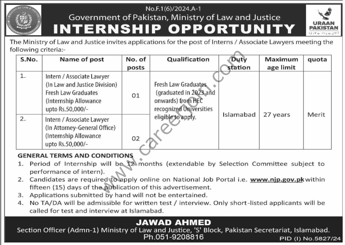 Ministry of Law & Justice Jobs 25 February 2025 Dawn 1