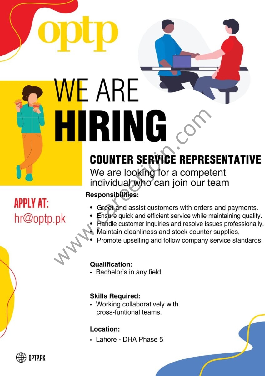 OPTP Jobs Counter Service Representative 1