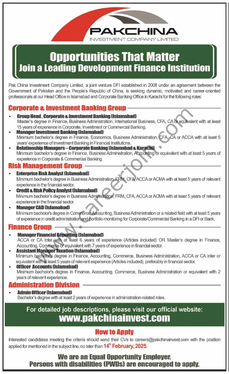 Pak China Investment Co Ltd Jobs 02 February 2025 Dawn 1