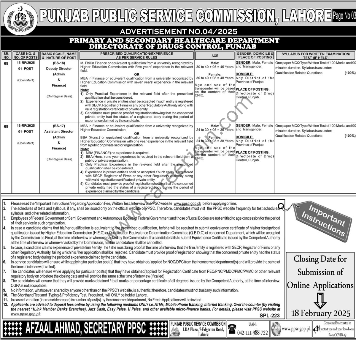 Punjab Public Service Commission PPSC Jobs 02 February 2025 Express Tribune 02 1