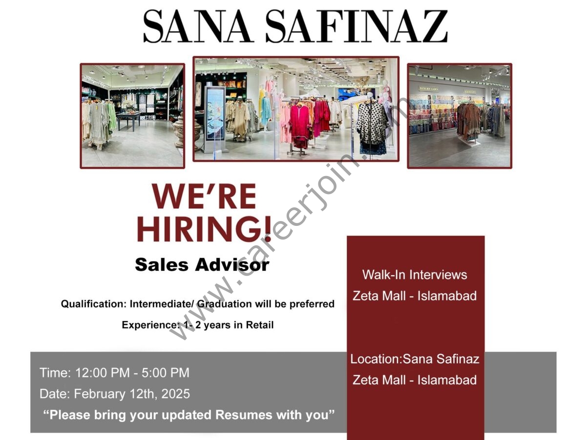 Sana Safinaz Jobs 10 February 2025 1