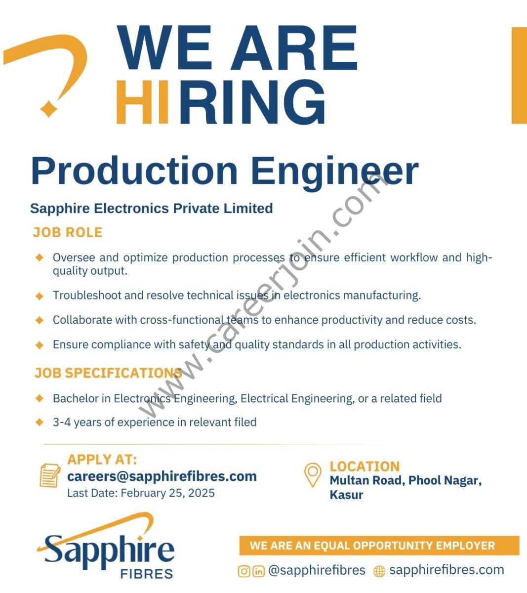 Sapphire Electronics Private Limited Jobs Production Engineer 1