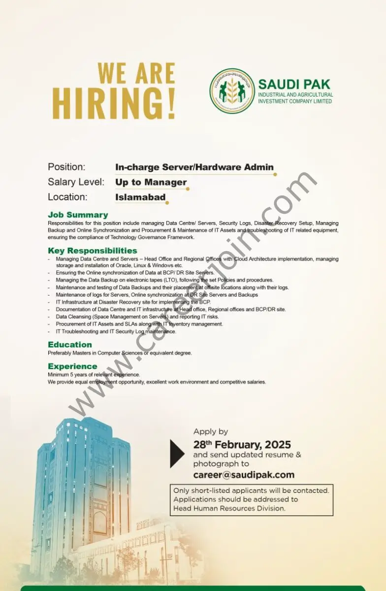 Saudi Pak Industrial & Agricultural Investment Company Limited Jobs February 2025 1