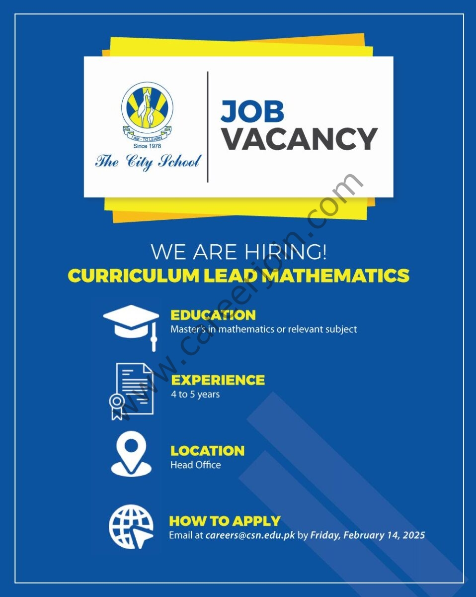 The City School Jobs Curriculum Lead Mathematics 1