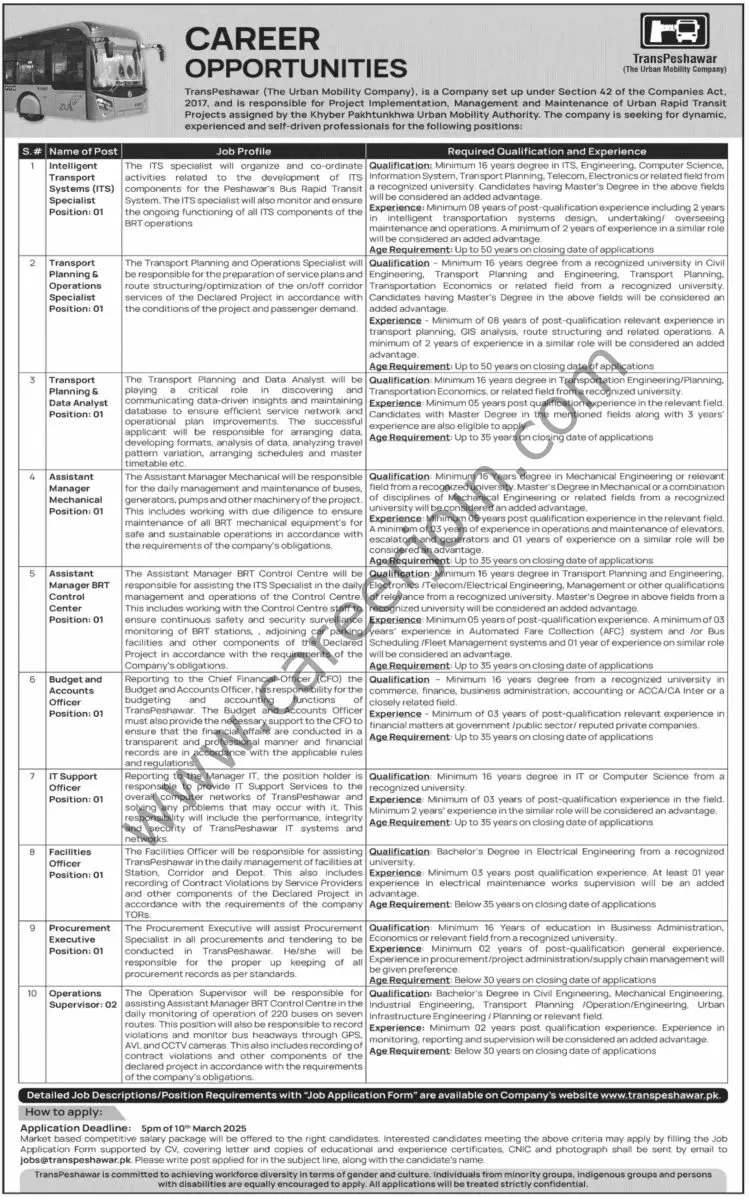 Trans Peshawar Jobs 23 February 2025 Dawn 1