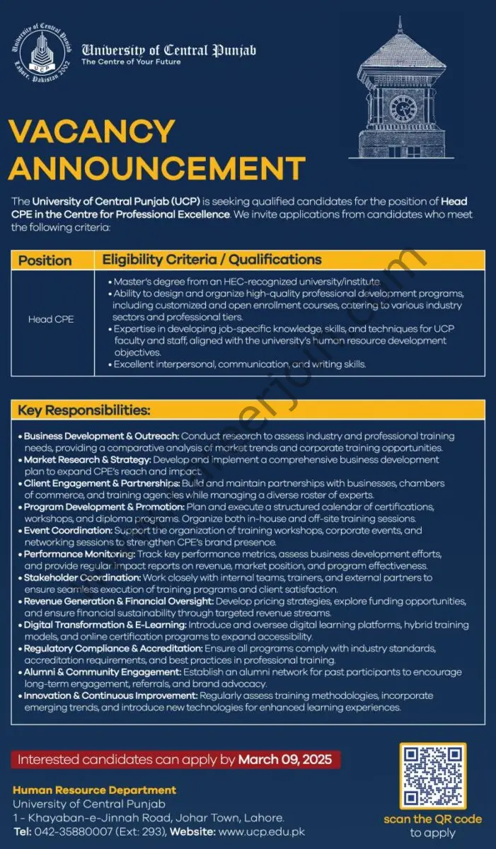 The University of Central Punjab (UCP) Jobs February 2025 1