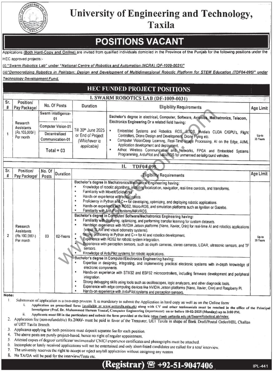 University of Engineering & Technology Taxila Jobs 01 February 2025 Express Tribune 1