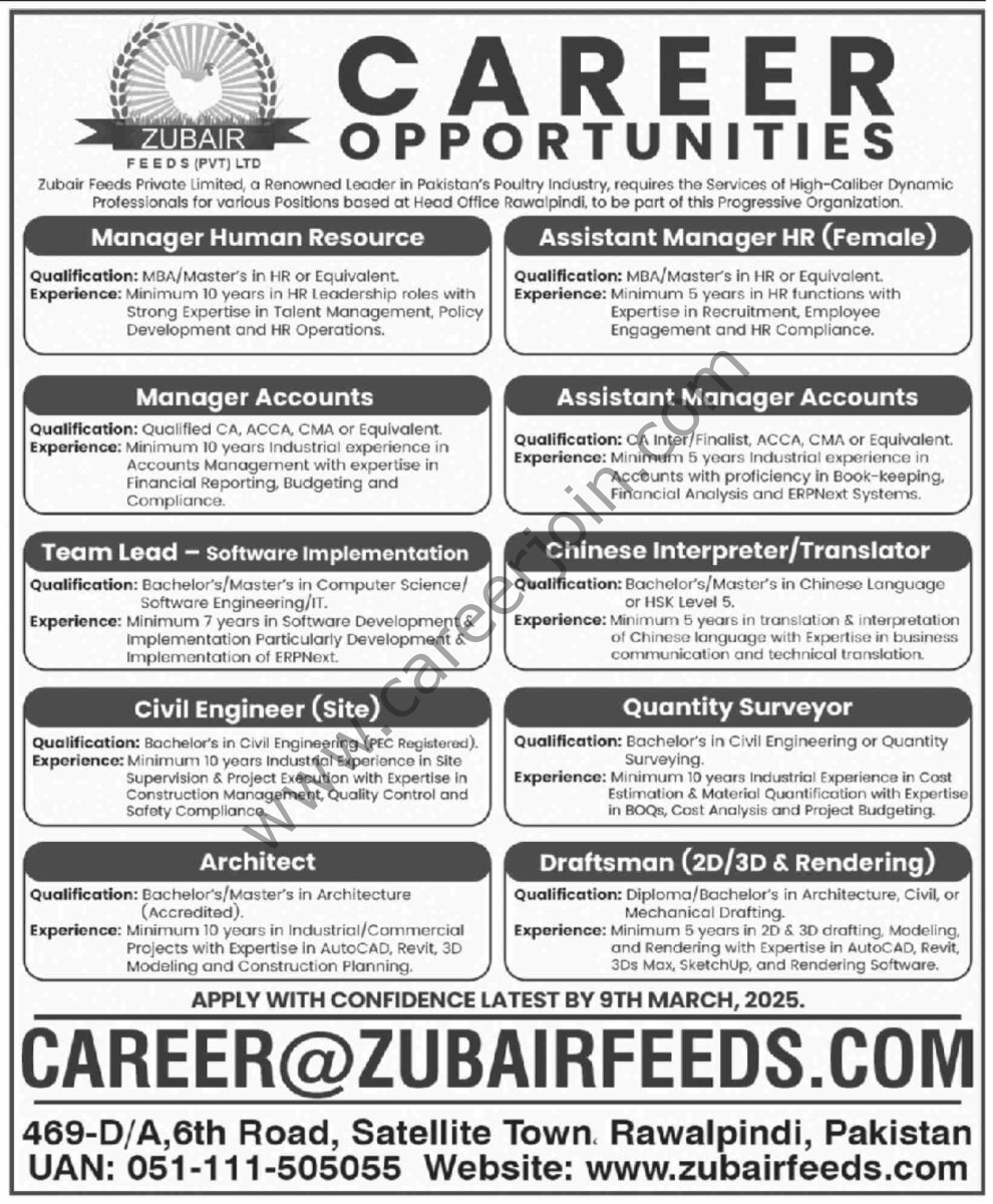 Zubair Feeds Pvt Ltd Jobs 23 February 2025 Dawn 1