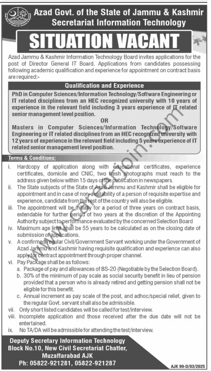 AJK IT Board Jobs 08 March 2025 Dawn 1