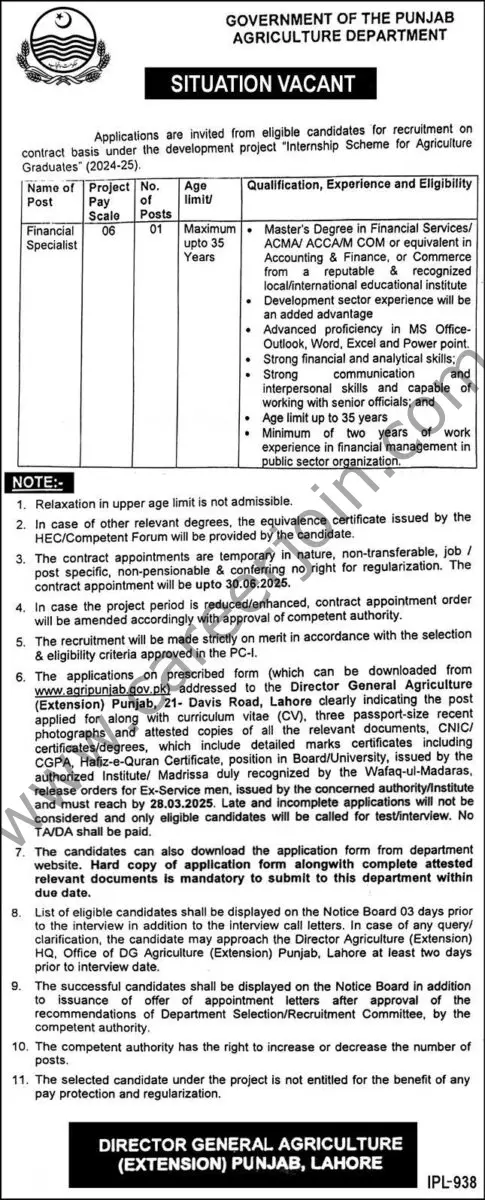 Agriculture Department Punjab Jobs 13 March 2025 Express 1