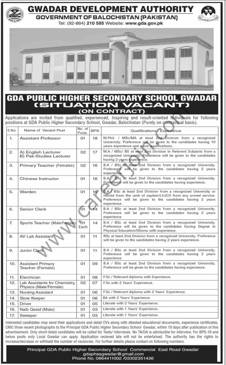 GDA Public Higher Secondary School Jobs 16 March 2025 Dawn 1