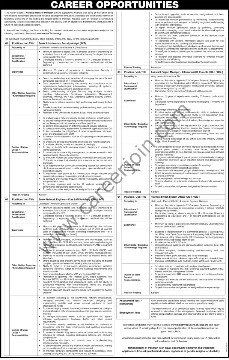 NBP National Bank of Pakistan Jobs 09 March 2025 Express Tribune 1