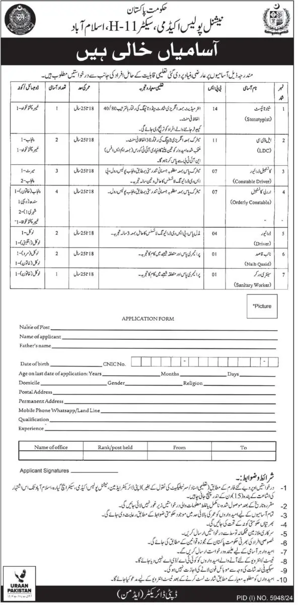 National Police Acedmy Jobs 01 March 2025 Express Tibune 1