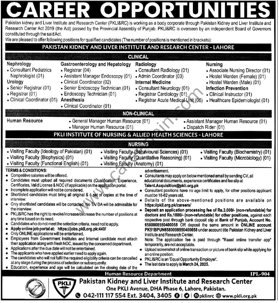 Pakistan Kidney & Liver Institute & Research Center Jobs 09 March 2025 Express Tribune 1