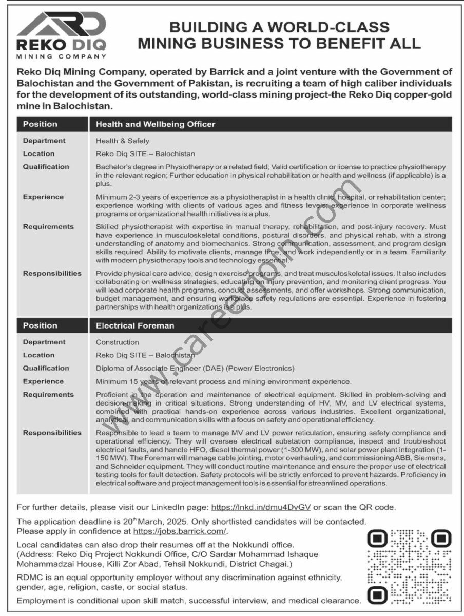 Reko Diq Mining Co Jobs 13 March 2025 Dawn 1