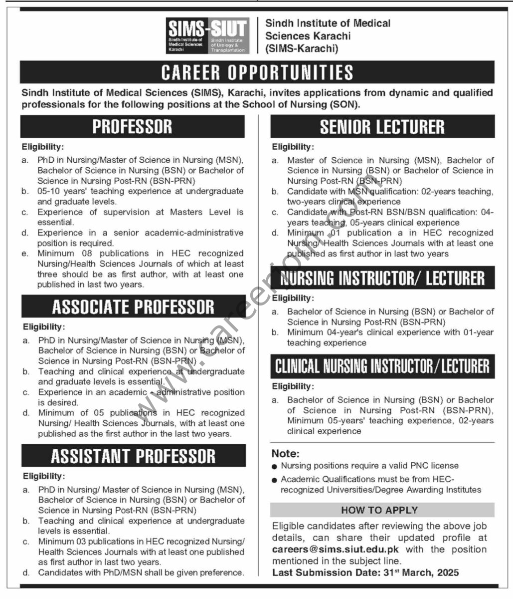 SIMS SIUT Jobs 16 March 2025 Dawn 1