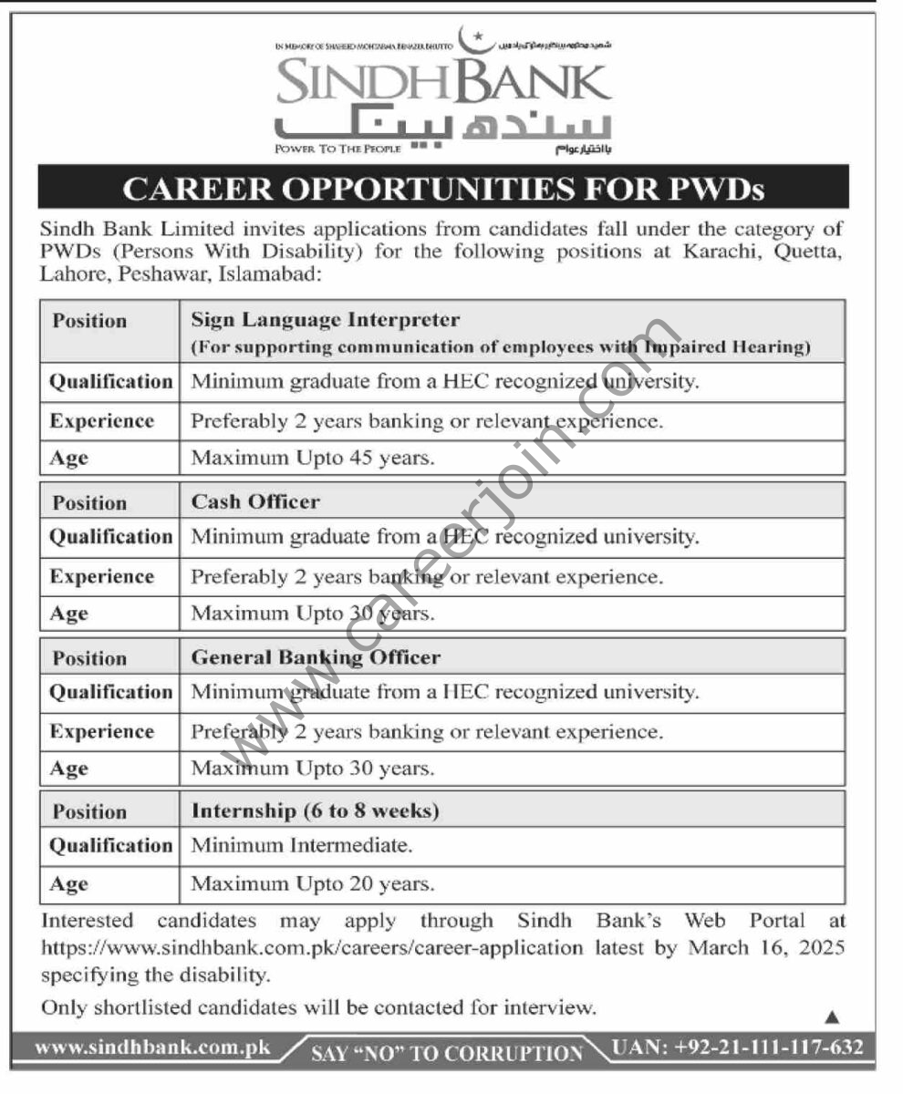 Sindh Bank Ltd Jobs 08 March 2025 Dawn 1