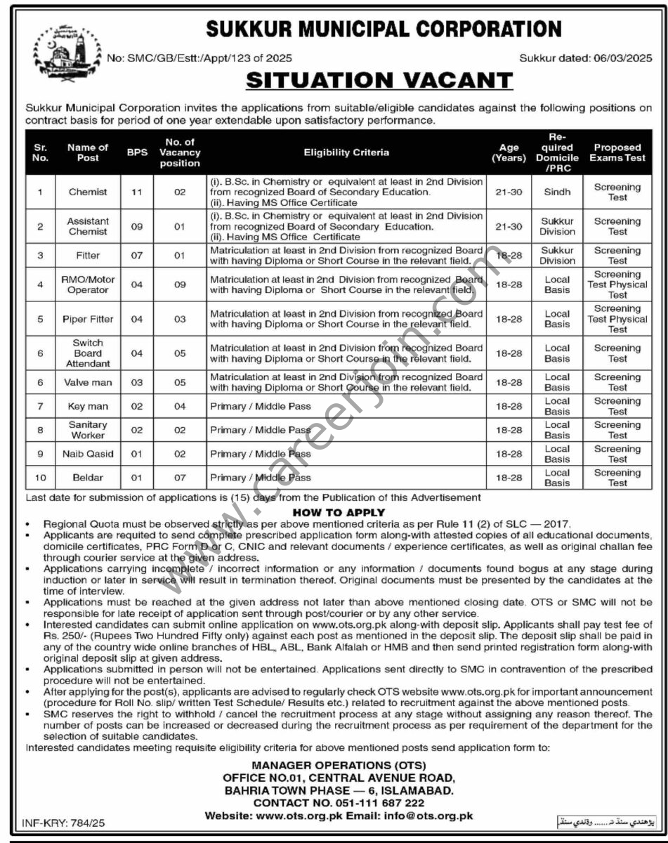 Sukkur Municipal Corporation Jobs 09 March 2025 Dawn 1