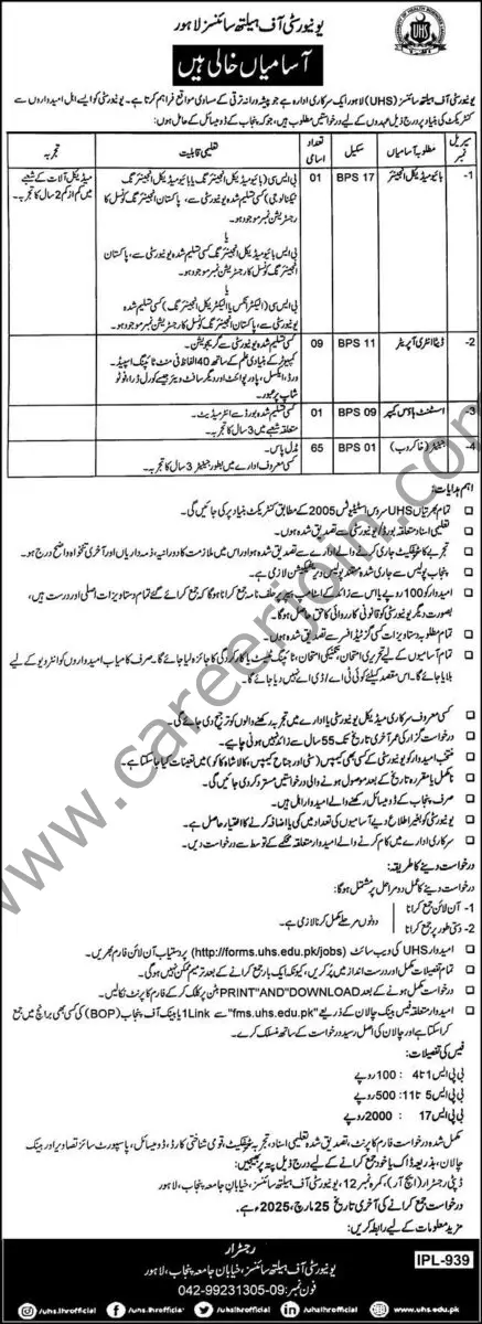 University of Health Sciences UHS Jobs 13 March 2025 Express 1